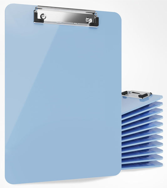Light Blue Plastic Clipboard Pack of 12 for School Supplies