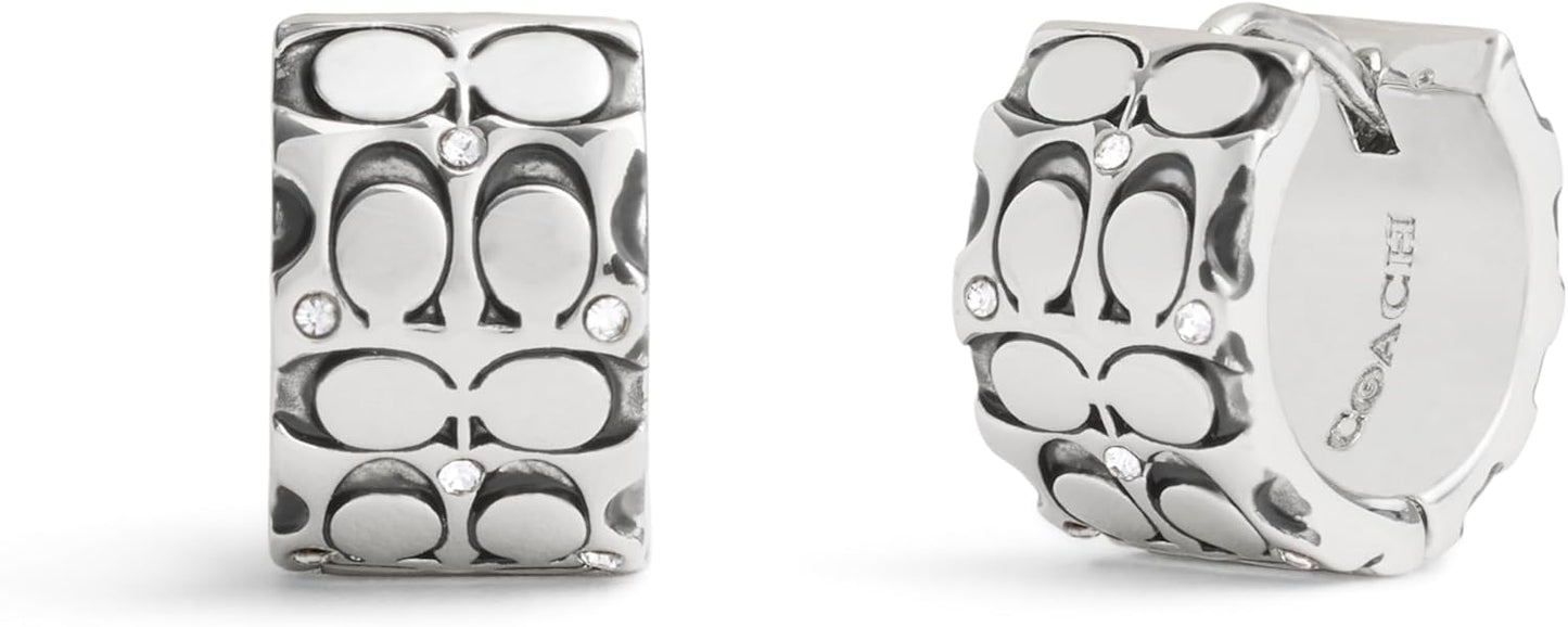 Stylish Quilted Huggie Earrings with Crystal Accents for Women