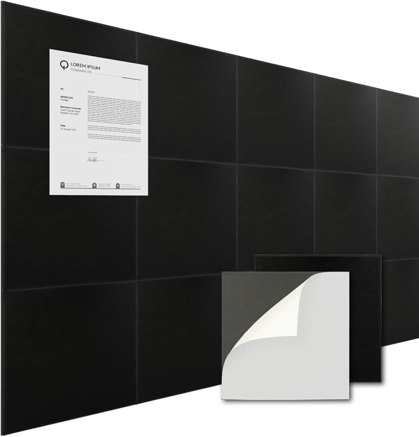 Large Cork Board Substitute - 12 Felt Wall Tiles for Versatility