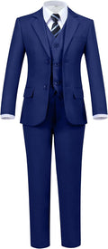 Boys 5 Piece Formal Suit Set with Jacket, Vest, Shirt and Tie