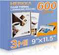 HERKKA 600 Pack Laminating Sheets 3 Mil for 8.5 x 11 in - Classroom