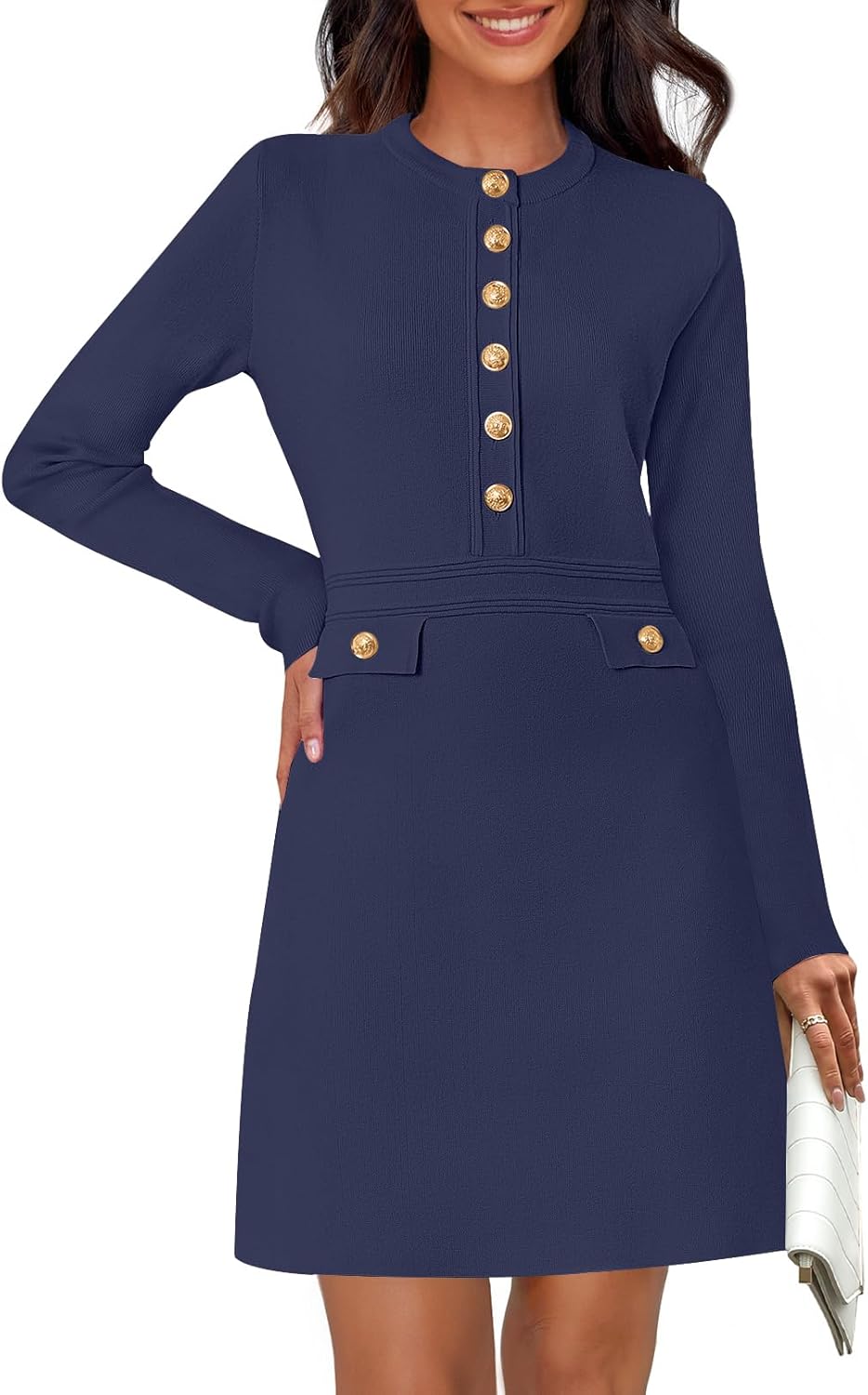 MEROKEETY Women's Long Sleeve Bodycon Sweater Dress for Fall