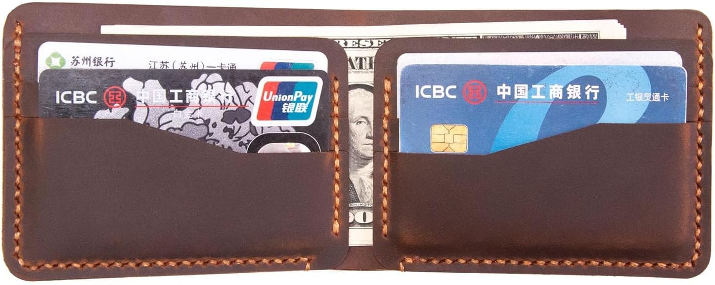 Personalized Bifold Wallet - Handmade Slim Leather Wallet