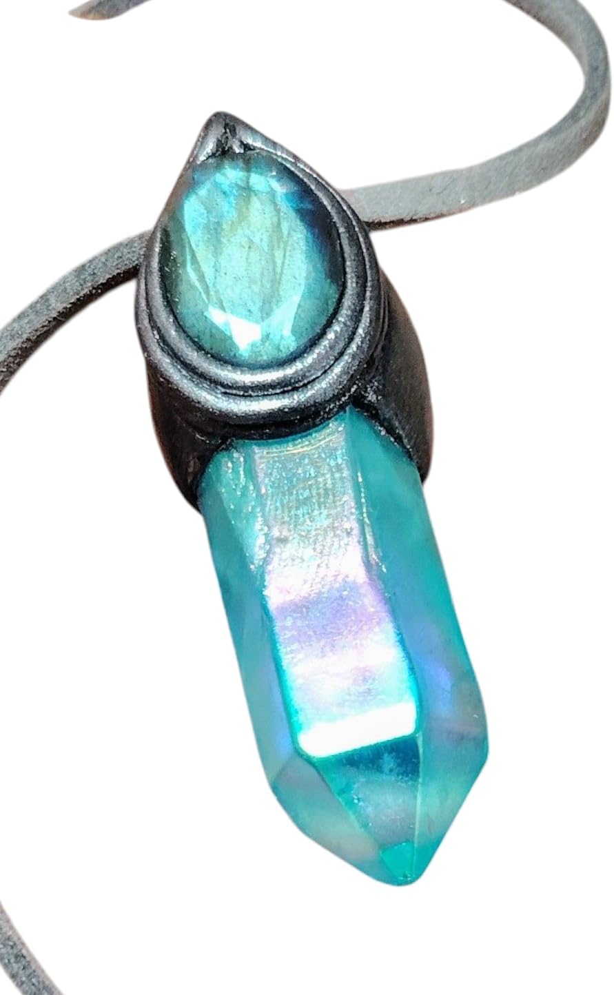 Indigo Child Soul Starseed Necklace with Aqua Aura Quartz Crystal