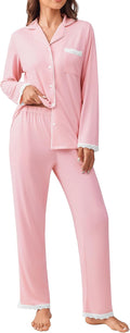 Ekouaer Womens Pajamas Set Long Sleeve Button Down - Soft Lace Women's