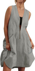 Fisoew Womens Sleeveless Tank Mini Dress - Casual Mesh Back Women's