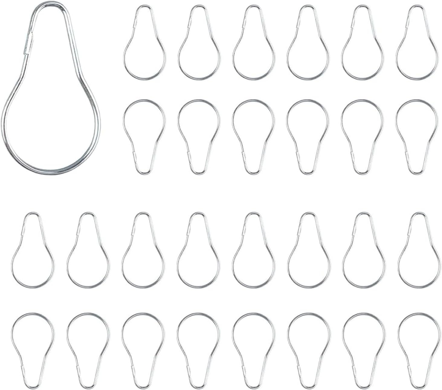 Rust-Proof Stainless Steel Shower Hooks Set, 30 Pcs