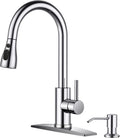 FORIOUS Kitchen Faucet with Soap Dispenser - Durable Pull Down