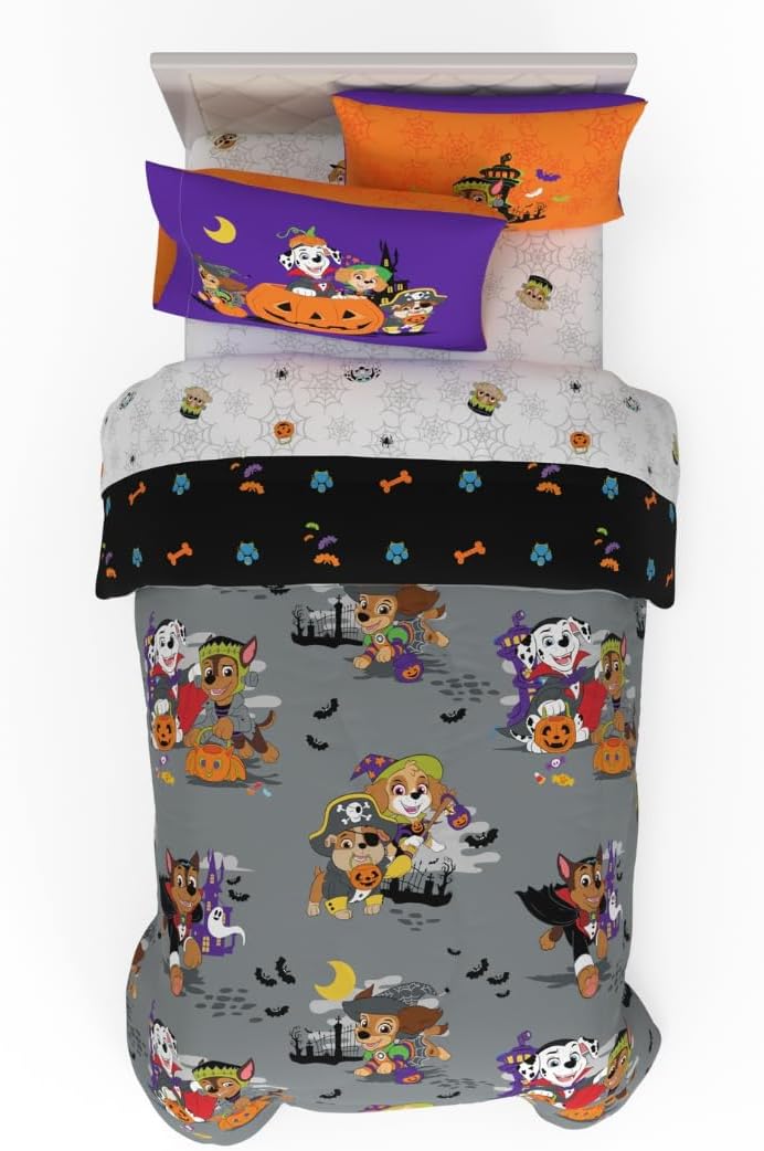 Paw Patrol Kids Halloween Bedding Set - Cozy Twin Comforter