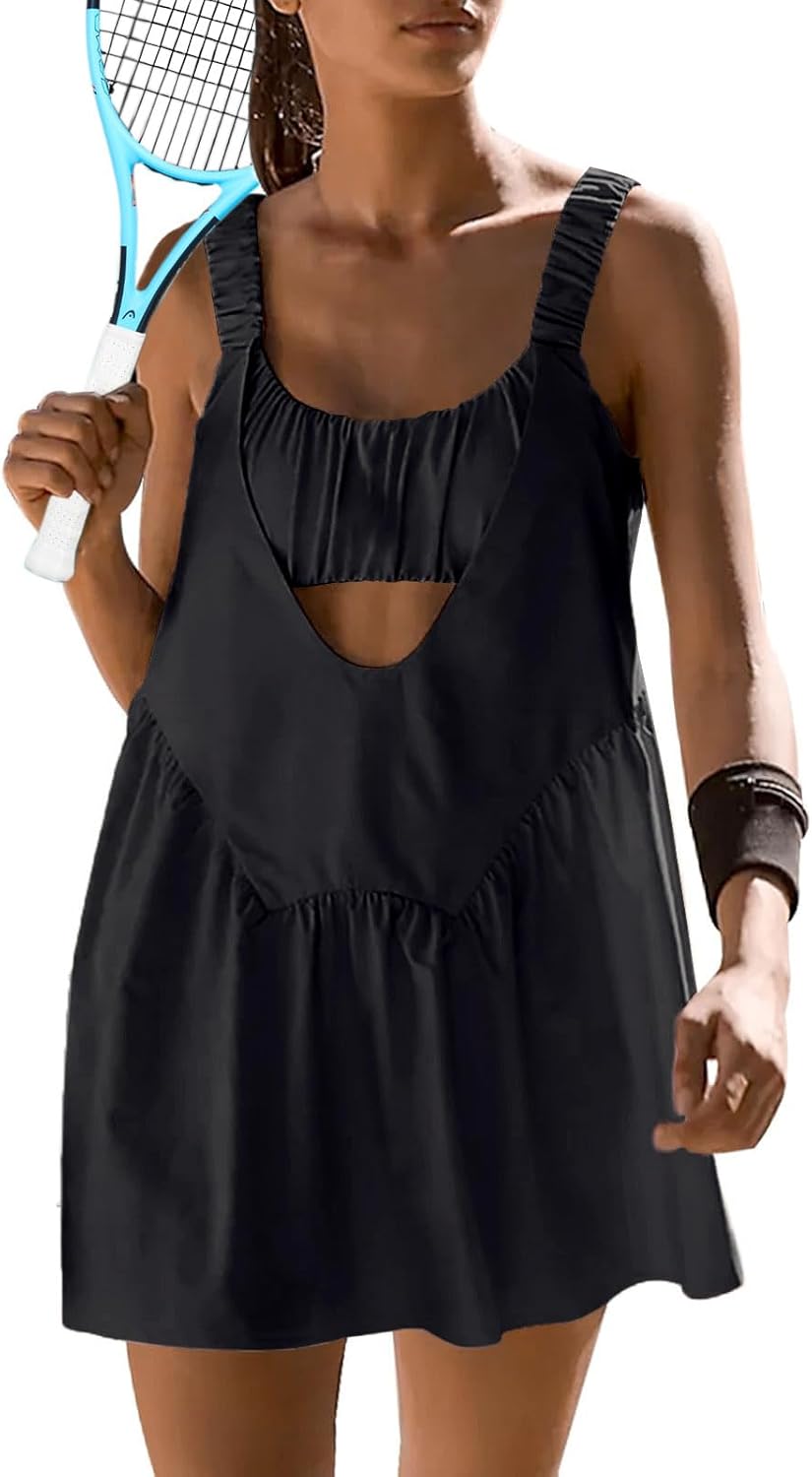 Sexyasasii Women Tennis Dress with Built-in Shorts and Bra