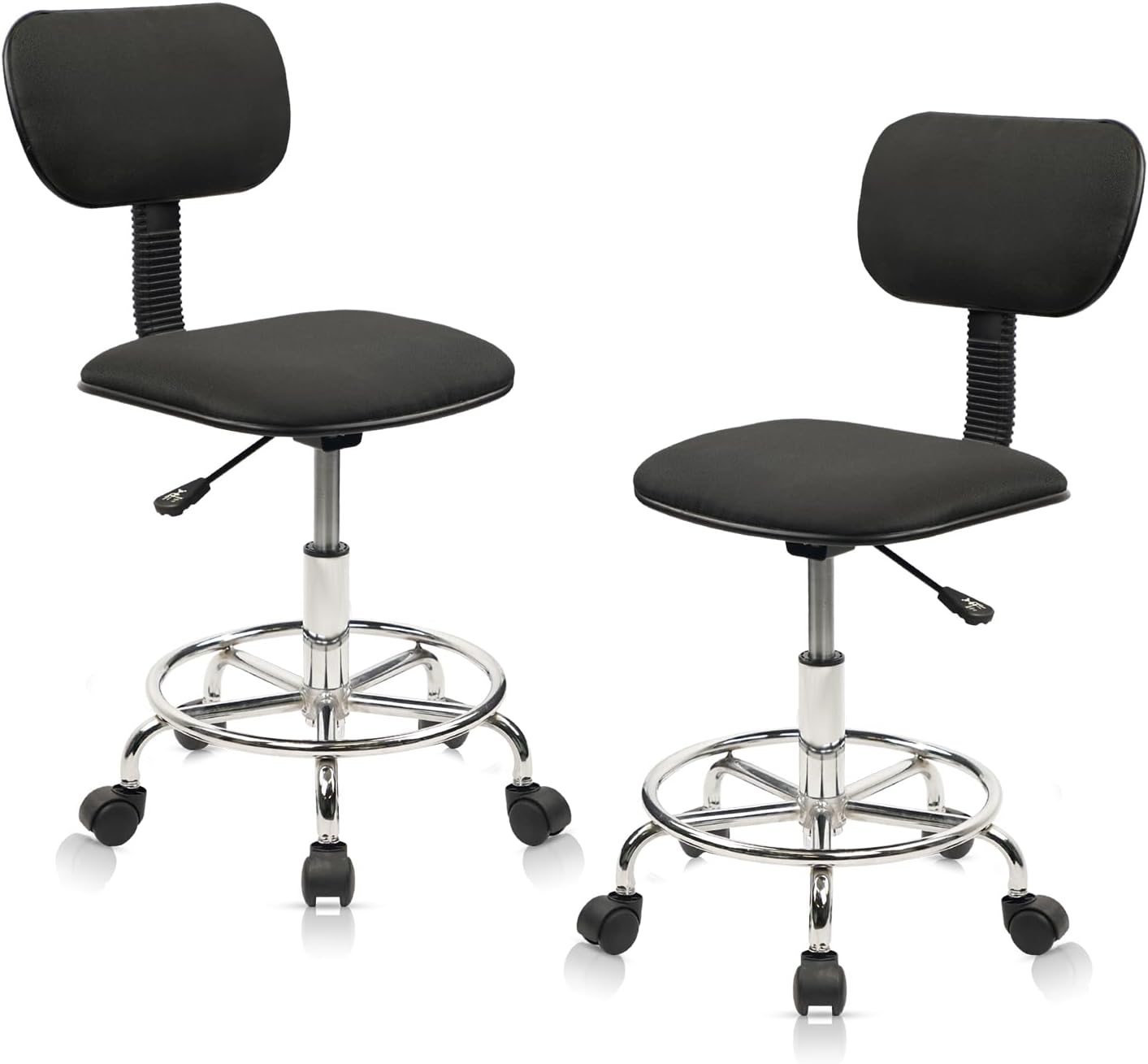 Low Wide Rolling Swivel Stool with Backrest for Salon Use