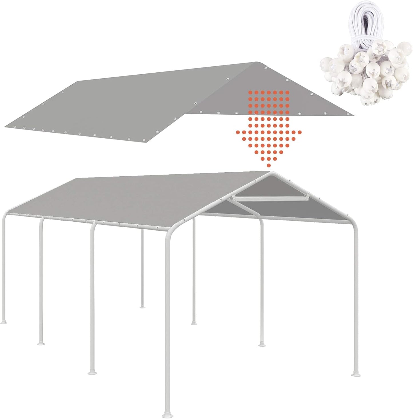 10 x 20 Ft Carport Replacement Canopy Cover for All Seasons