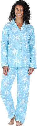 Women's Cotton Flannel Long Sleeve Button-Down Pajama Set - Soft
