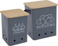 Kitchen Vegetable Storage Tins Set of 2 for Potatoes and Onions - Long