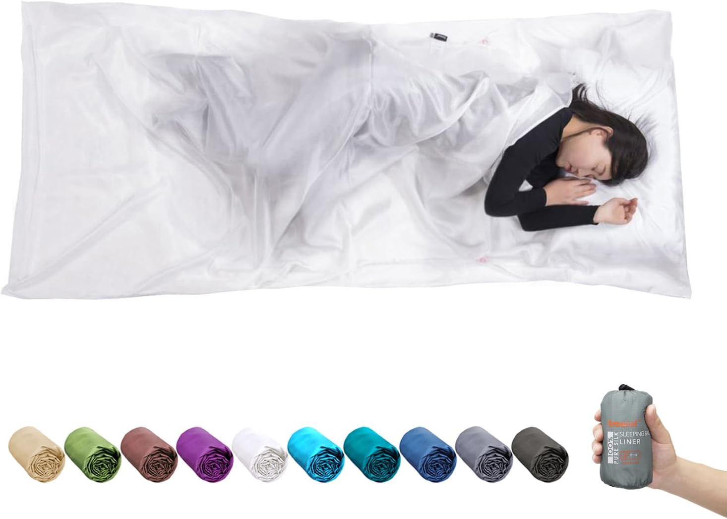 BROWINT Silk Sleeping Bag Liner - Extra Wide Travel Sheet