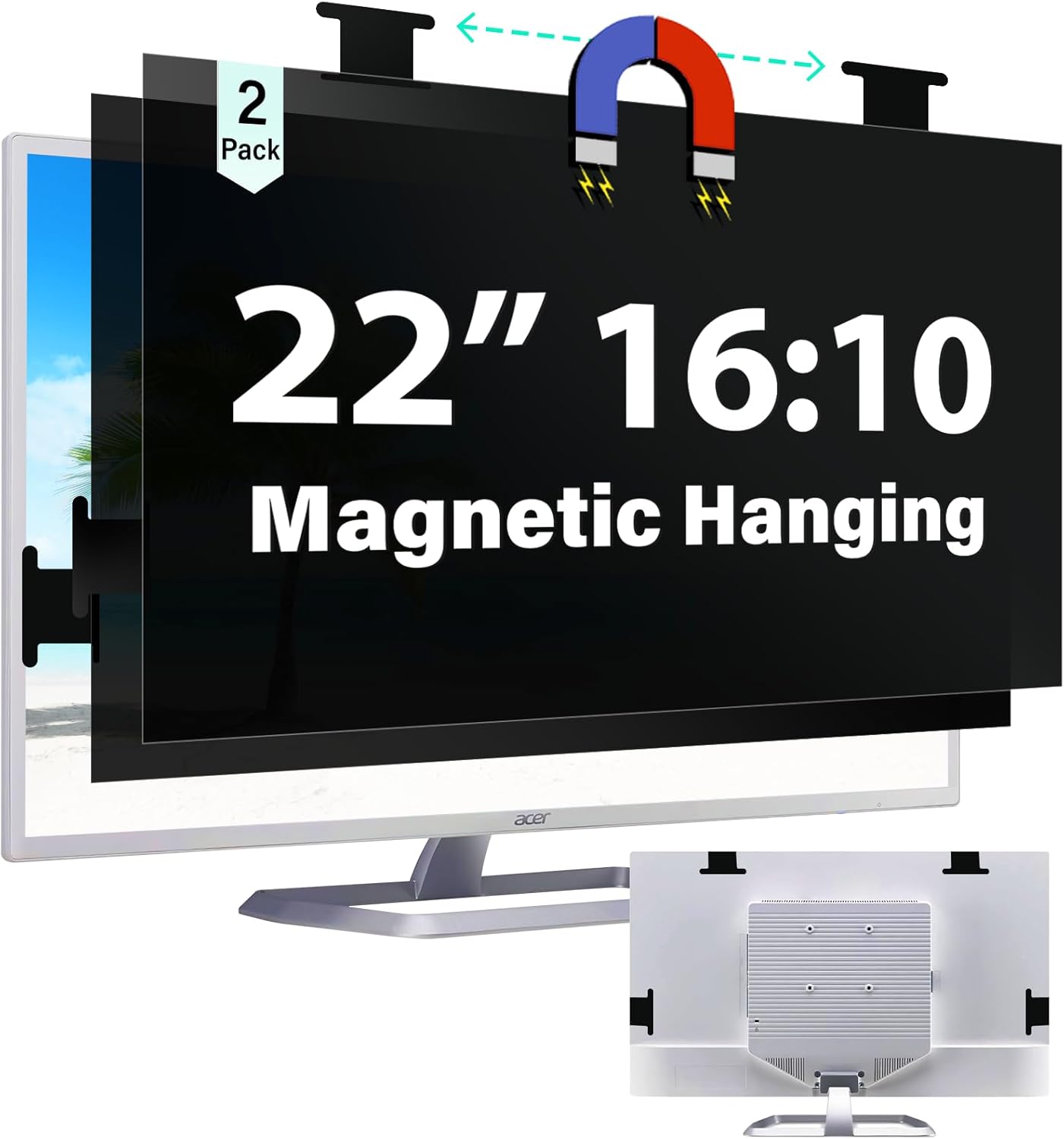 Magnetic Hanging 22 Inch Computer Privacy Screen for Monitors