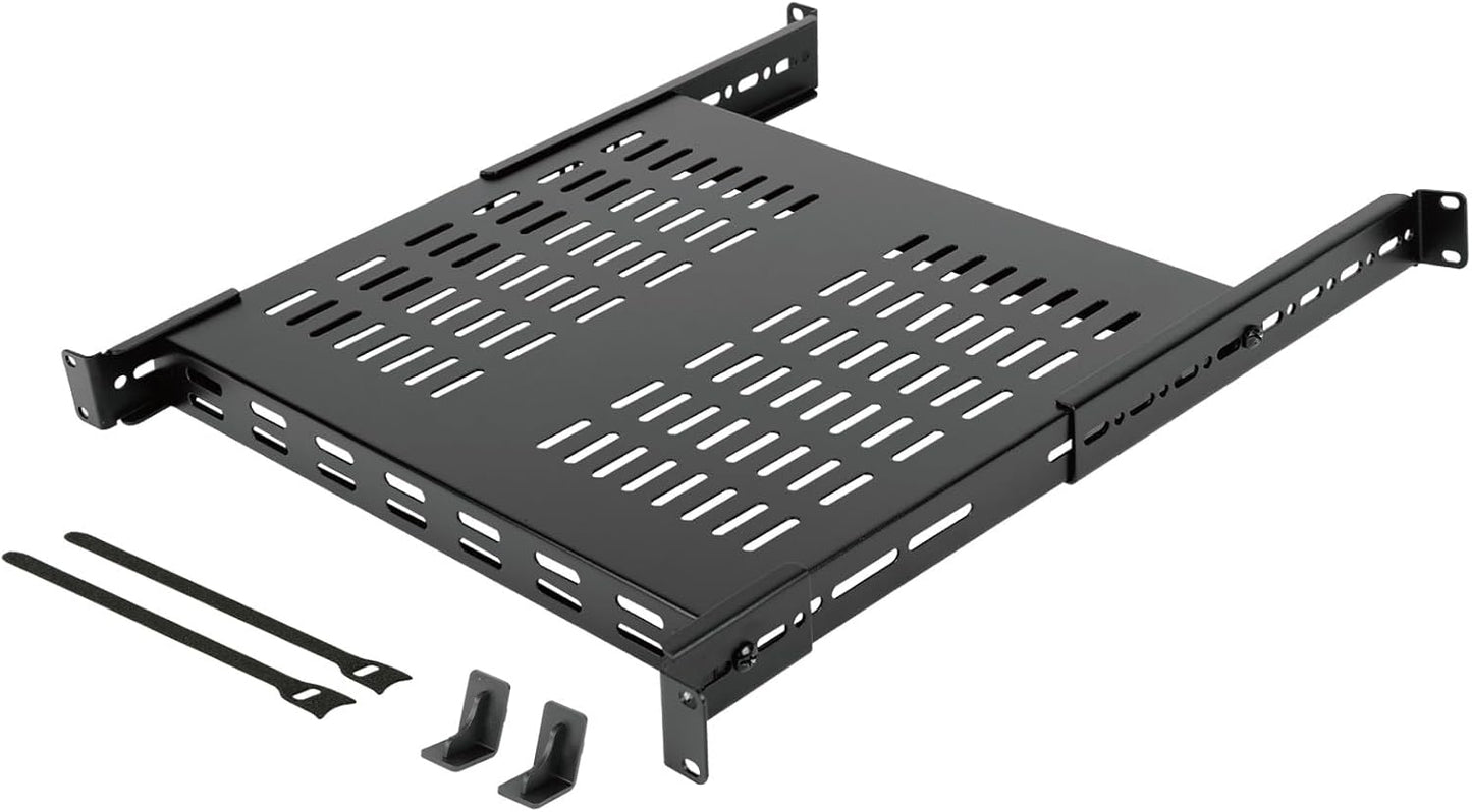 Tecmojo 1U 4-Post Server Rack Mount Shelf for AV Equipment