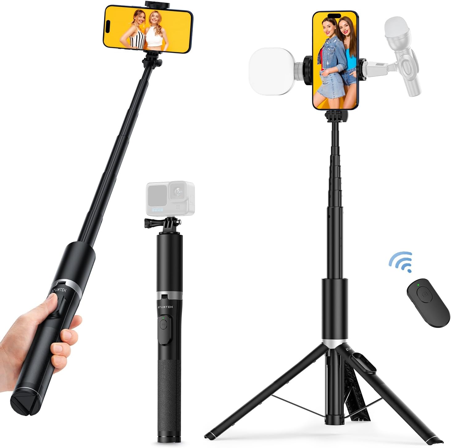 ATUMTEK 70in Phone Tripod with Bluetooth Remote for Smartphones