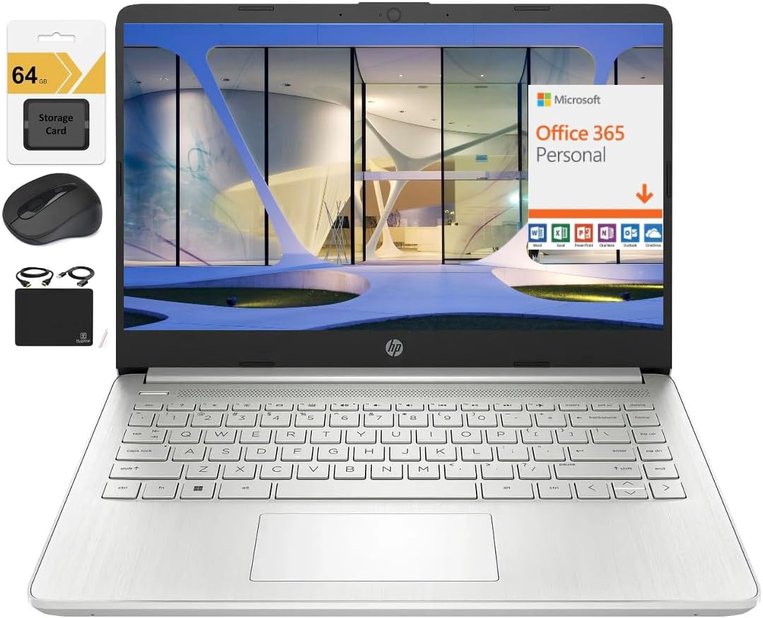HP New 14 HD Ultra Light Thin Laptop with Intel Celeron Power