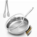 Tri-ply Stainless Steel Frying Pan 12 in with Lid - Even Heat