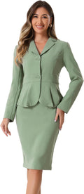 Allegra K 2 Piece Suit Skirt Set - Office Blazer and Pencil Skirt