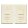Combination Dual Dimmer Light Switch - Dual Slide Dimmers for 2 Lights