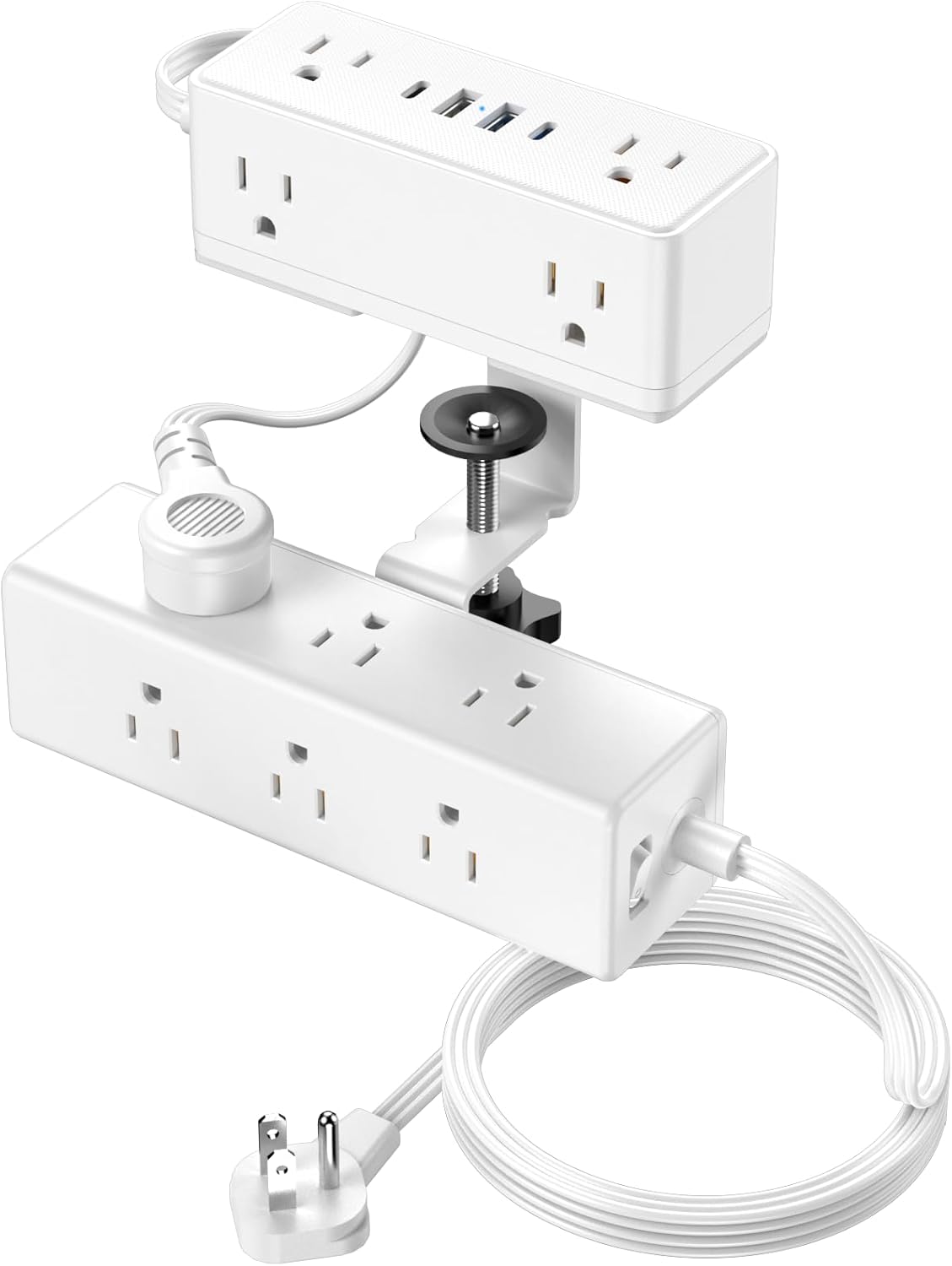 Dual Layer Desk Clamp Power Strip with 19 Ports for Home Office