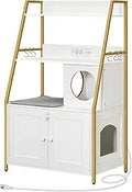 Cat Litter Box Enclosure with Storage Shelves - Hidden Litter