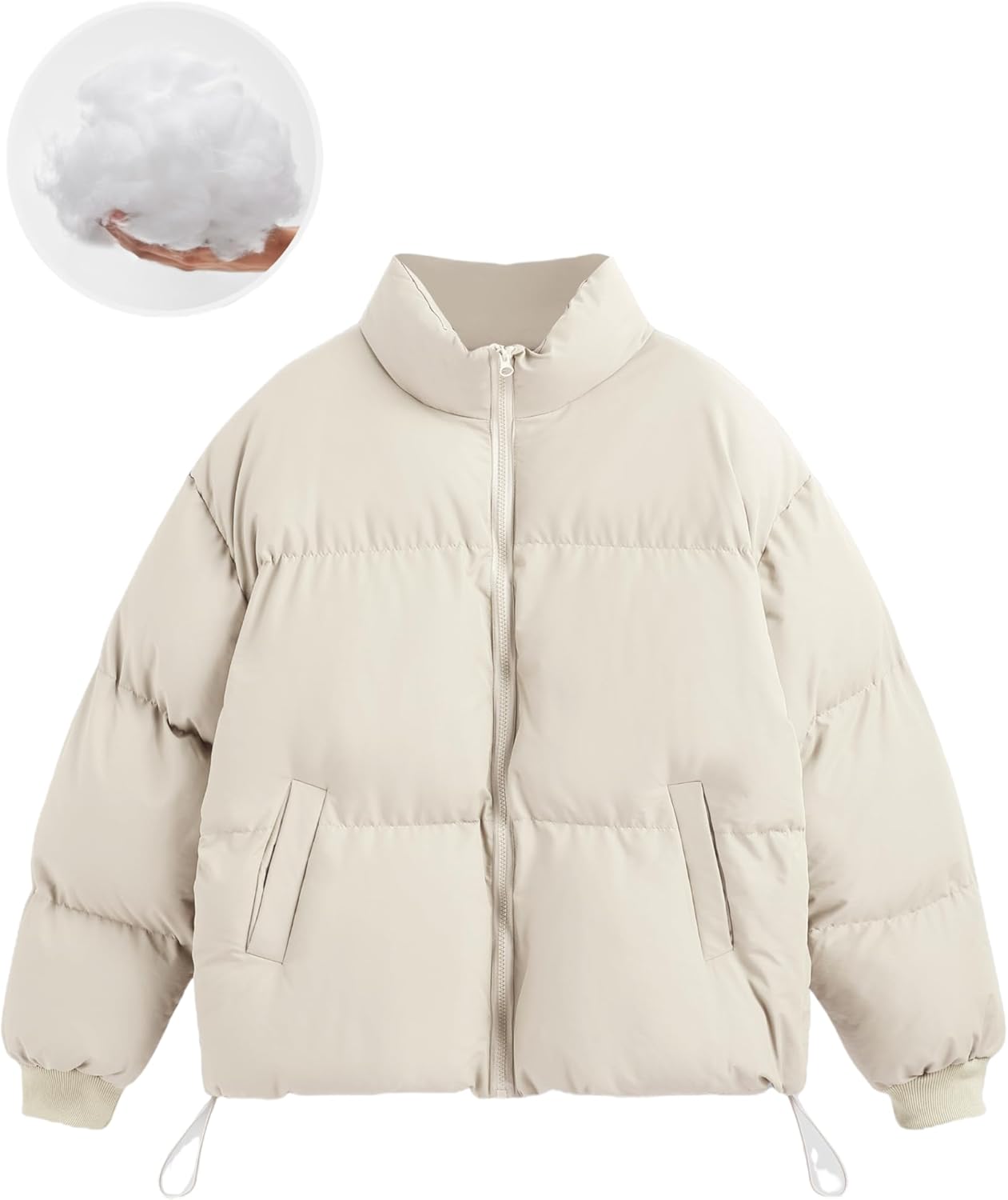 Cropped Baggy Zip Up Puffer Jacket for Trendy Winter Style
