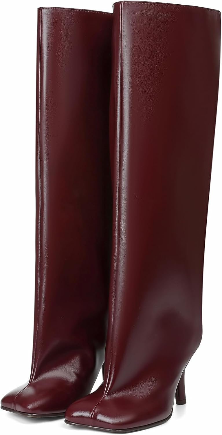 VOMIRA Women's Knee High Suede Wide Calf Stiletto Boots Review