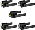 Matte Black Door Handle 5 Pack Keyless Privacy Lever - Heavy Duty