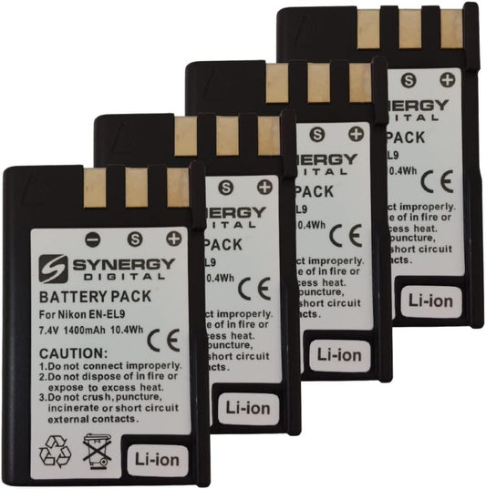 Synergy Digital Compatible Nikon EN-EL9 Batteries Set of 4