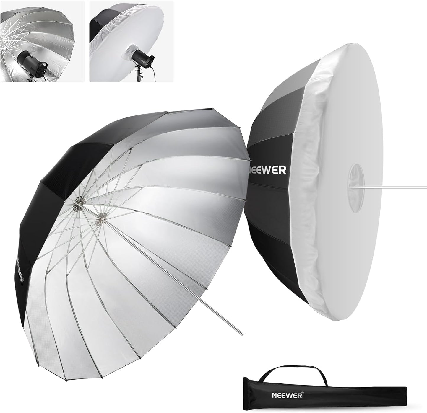 NEEWER 65in Parabolic Reflective Umbrella for Photography Lighting