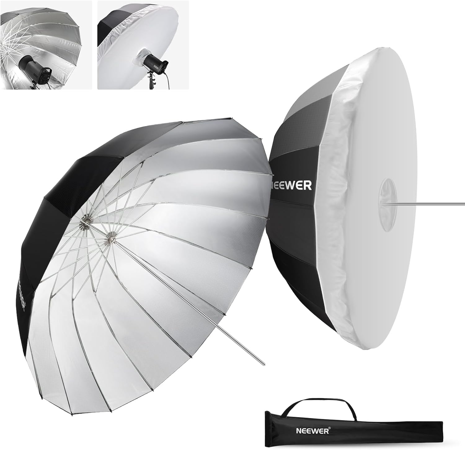NEEWER 65in Parabolic Reflective Umbrella for Photography Lighting