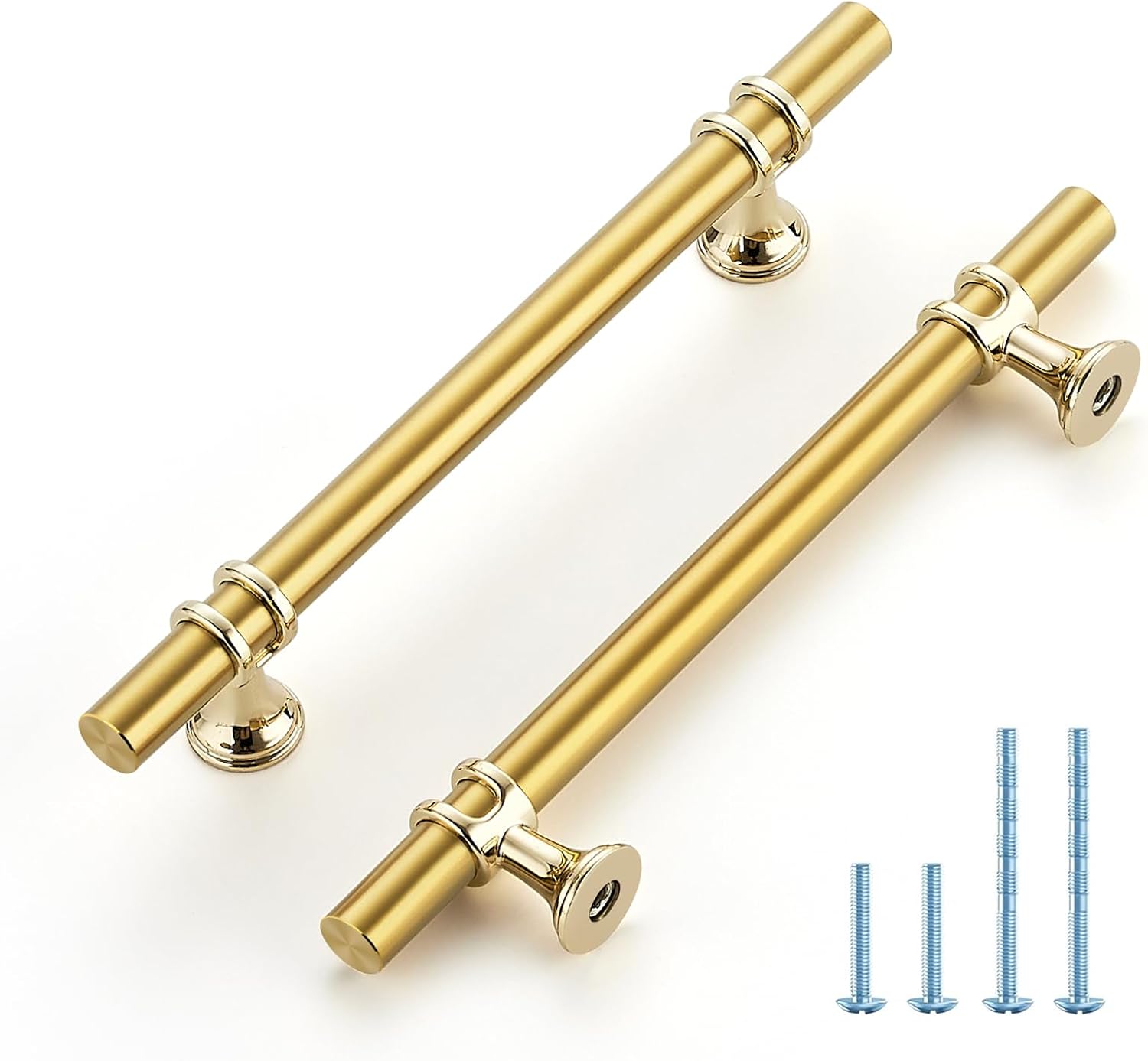 Brushed Brass Cabinet Handles for Modern T-Bar Drawer Pulls