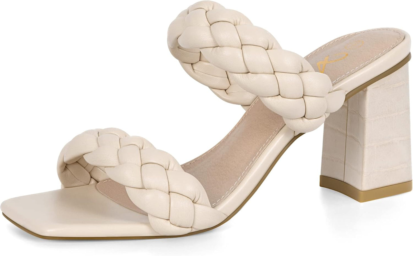 Braided Heeled Sandals for Women - Stylish Square Open Toe Design
