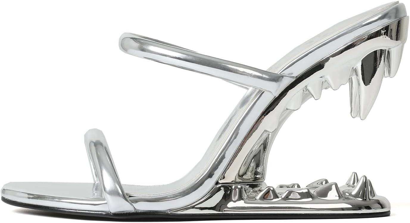 Goiphrri Wedge Sandals for Women with Shark Teeth Design