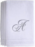 Monogrammed Fingertip Towels Set of 4 - Silver Initials, 11 x 18 in