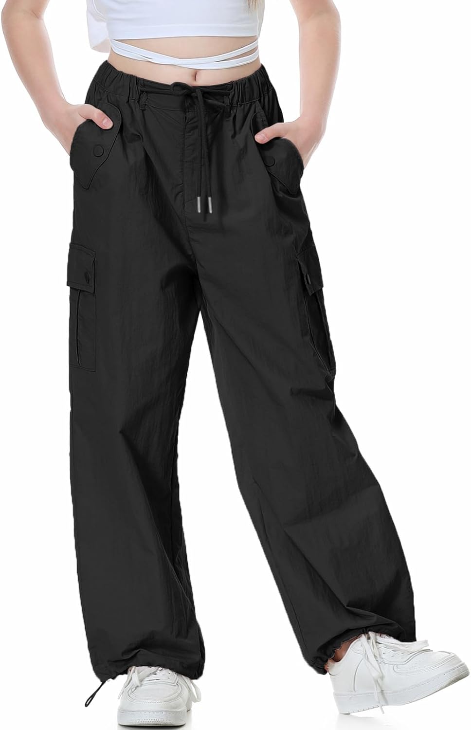 Rolanko Parachute Pants for Girls Y2K Cargo Trousers Style