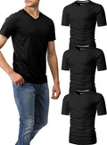 H2H Mens Slime Short Sleeve T-Shirts V-Neck 3 Pack - Slim Fit Comfort