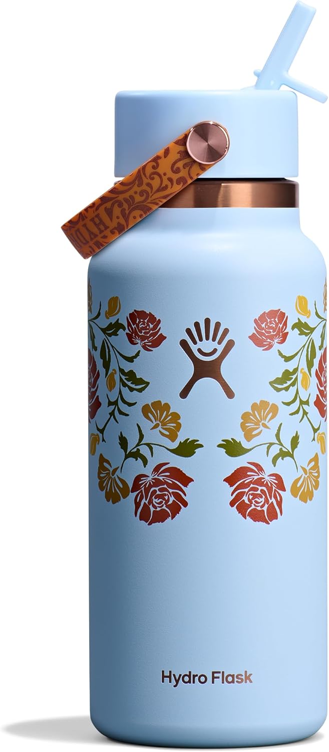 Hydro Flask Water Bottle 32 Oz Wide Mouth with Flex Straw Lid