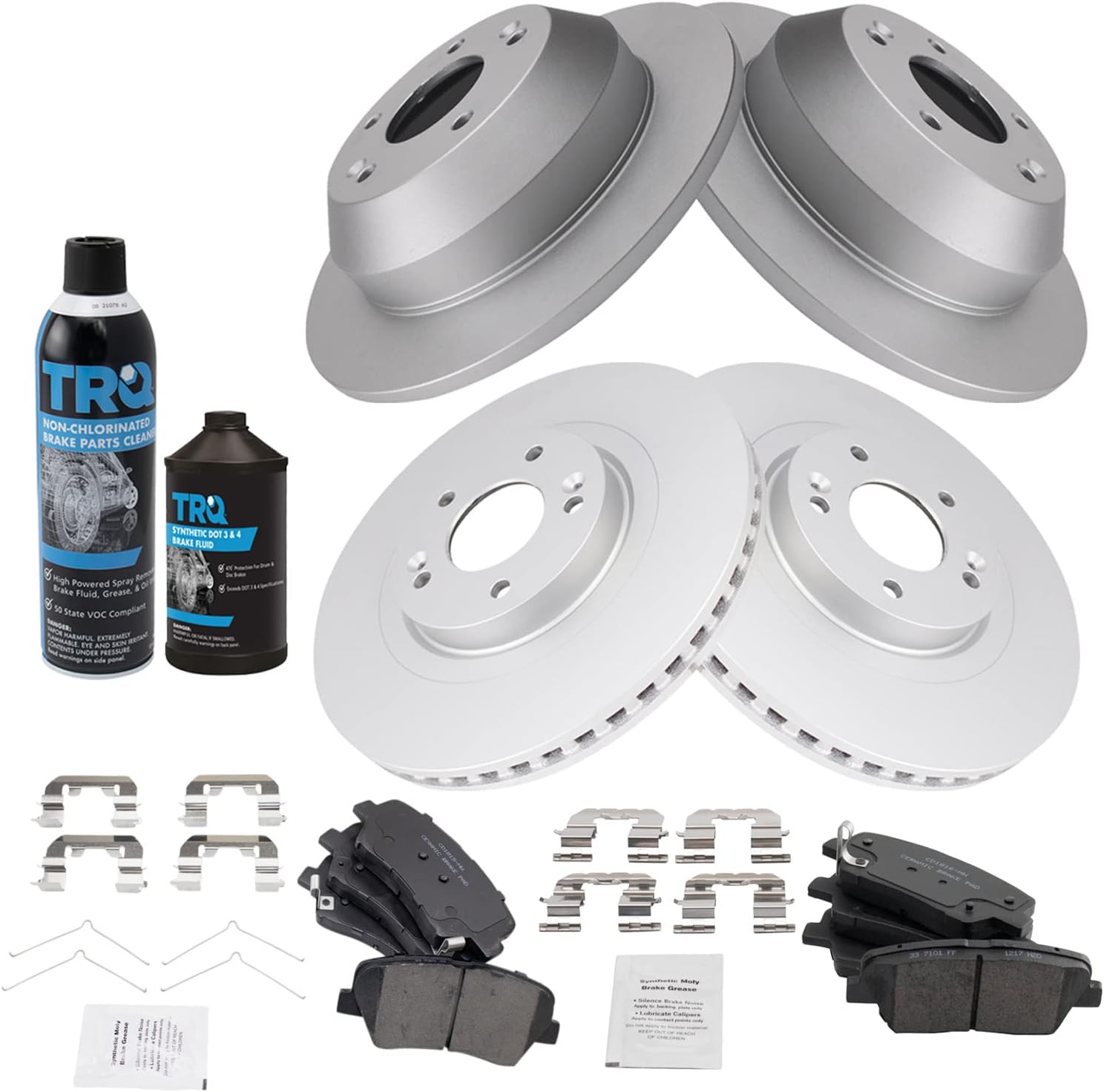 TRQ Brake Pad & Rotor Kit for 2017-2018 Hyundai Santa Fe Sport