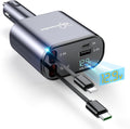Retractable Car Charger 66W 4-in-1 Super Fast Charge - Compact