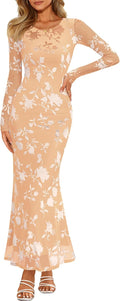 Floral Mesh Maxi Dress for Women - Perfect for Fall Events