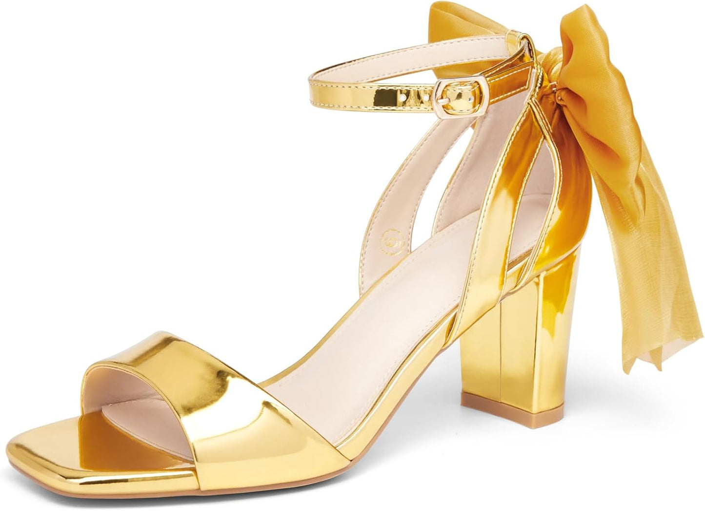 Coutgo Women's Bow Tie Heeled Sandals for Elegant Occasions