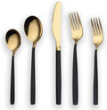 Berglander Titanium Flatware Set 20-Piece - Shiny Black & Gold