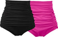 COCOPEAR Women's Ruched High Waisted Bikini Bottom - 2 Pack Comfort