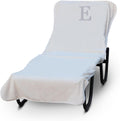 Silver Letter E Monogrammed Turkish Cotton Chaise Lounge Cover - Hotel