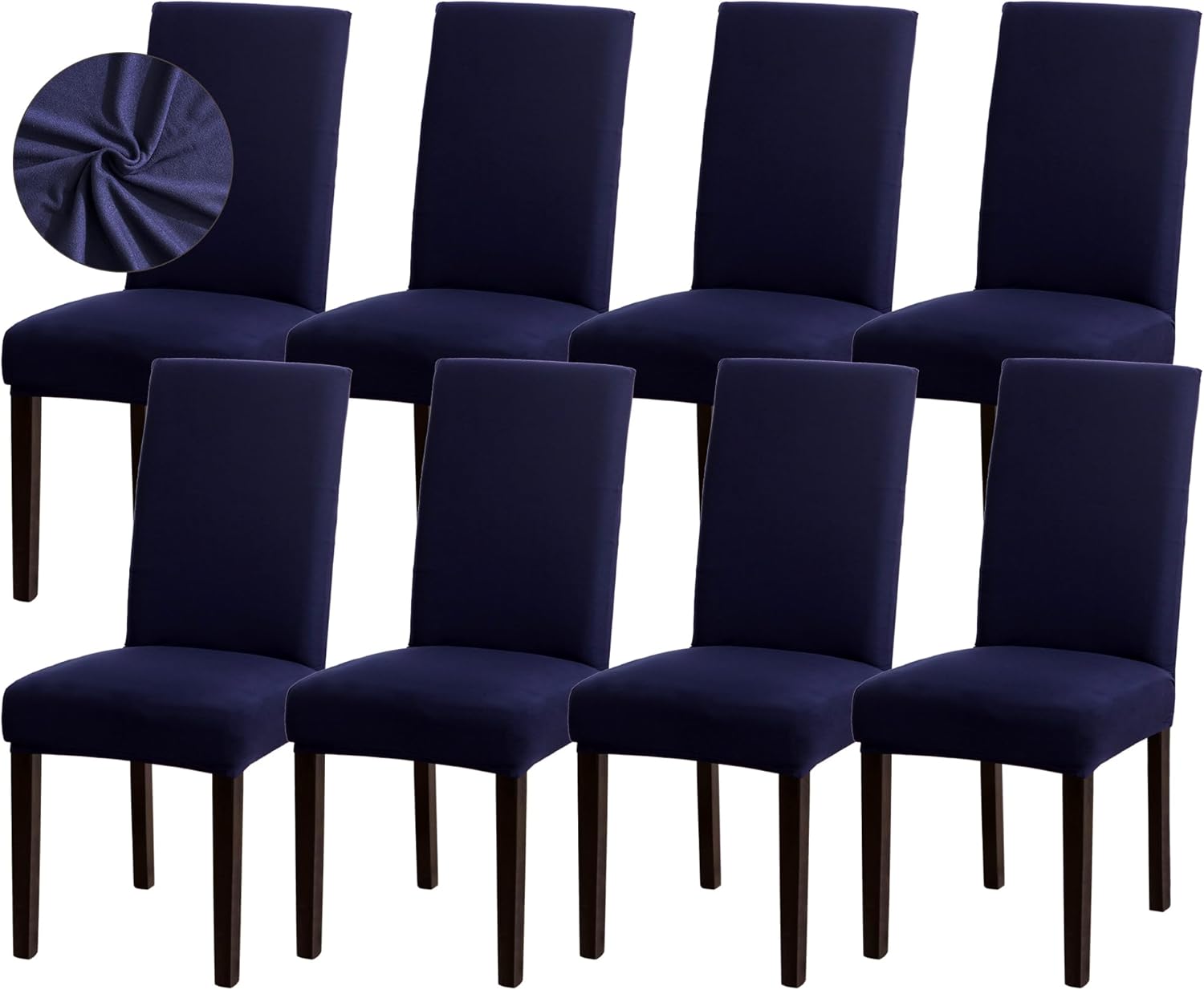 Sufdari Dining Chair Covers Set of 8 - Navy Blue Stretch Protectors