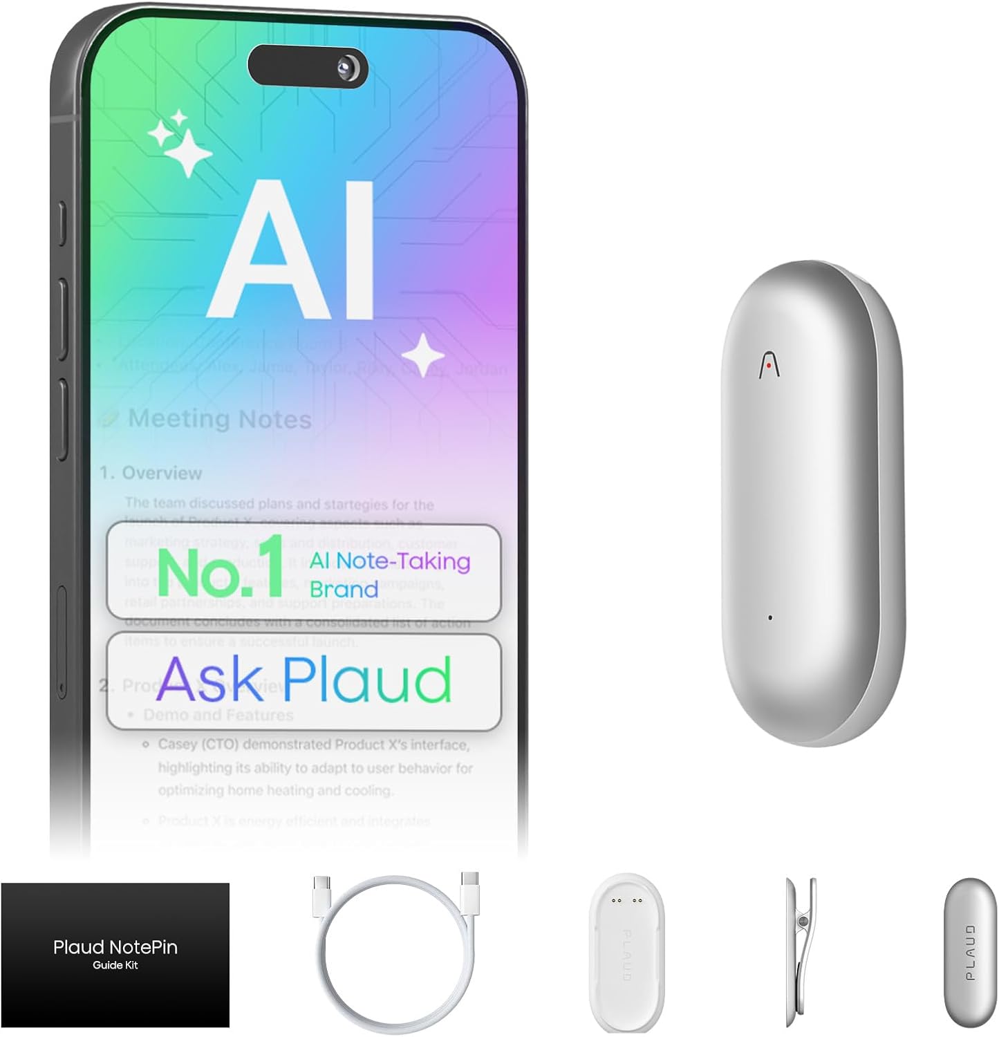 Plaud NotePin Voice Recorder: AI Notetaker with 64GB Memory